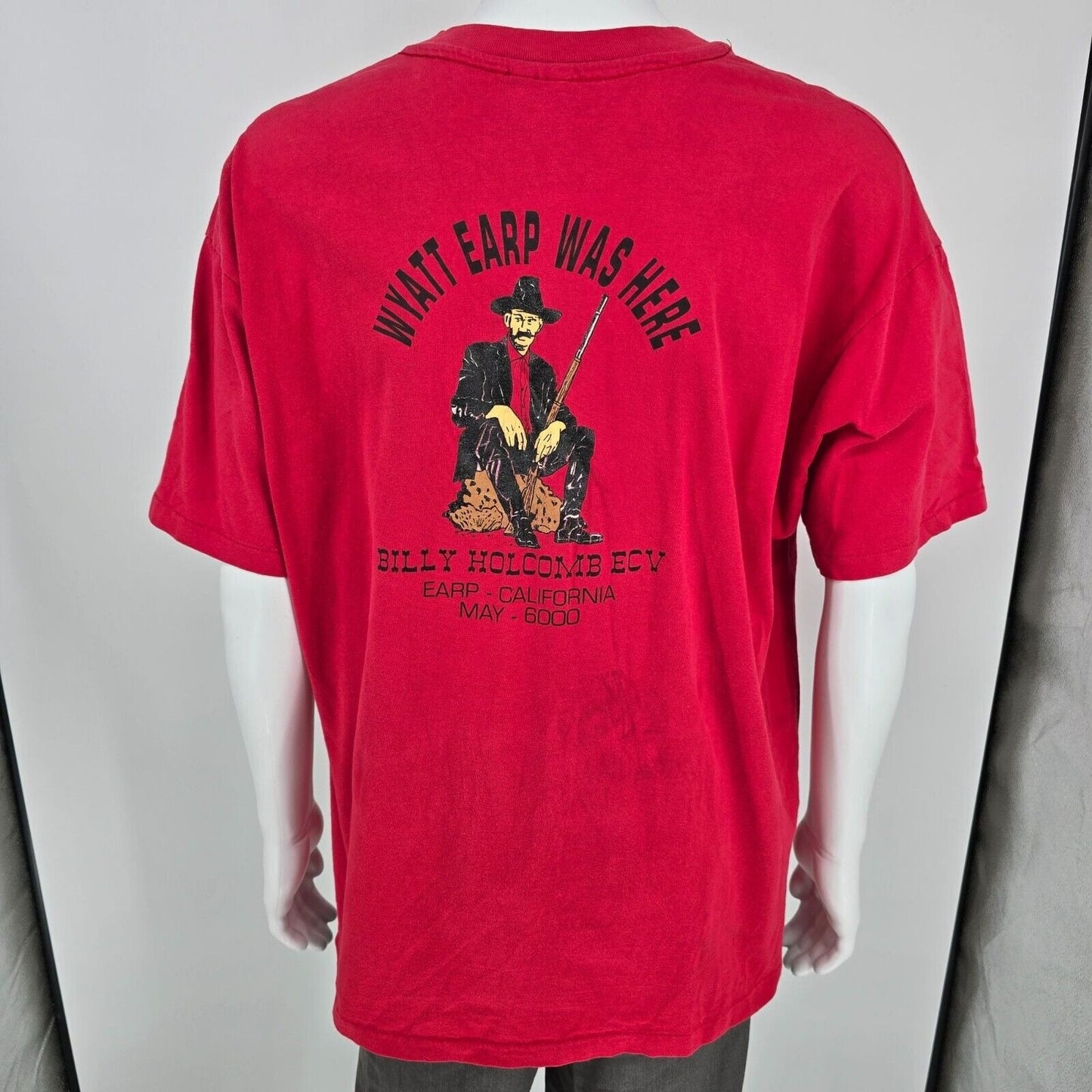 Vintage 1990s E Clampus Vitus Wyatt Earp Was Here Pocket T-Shirt (XL/XXL)