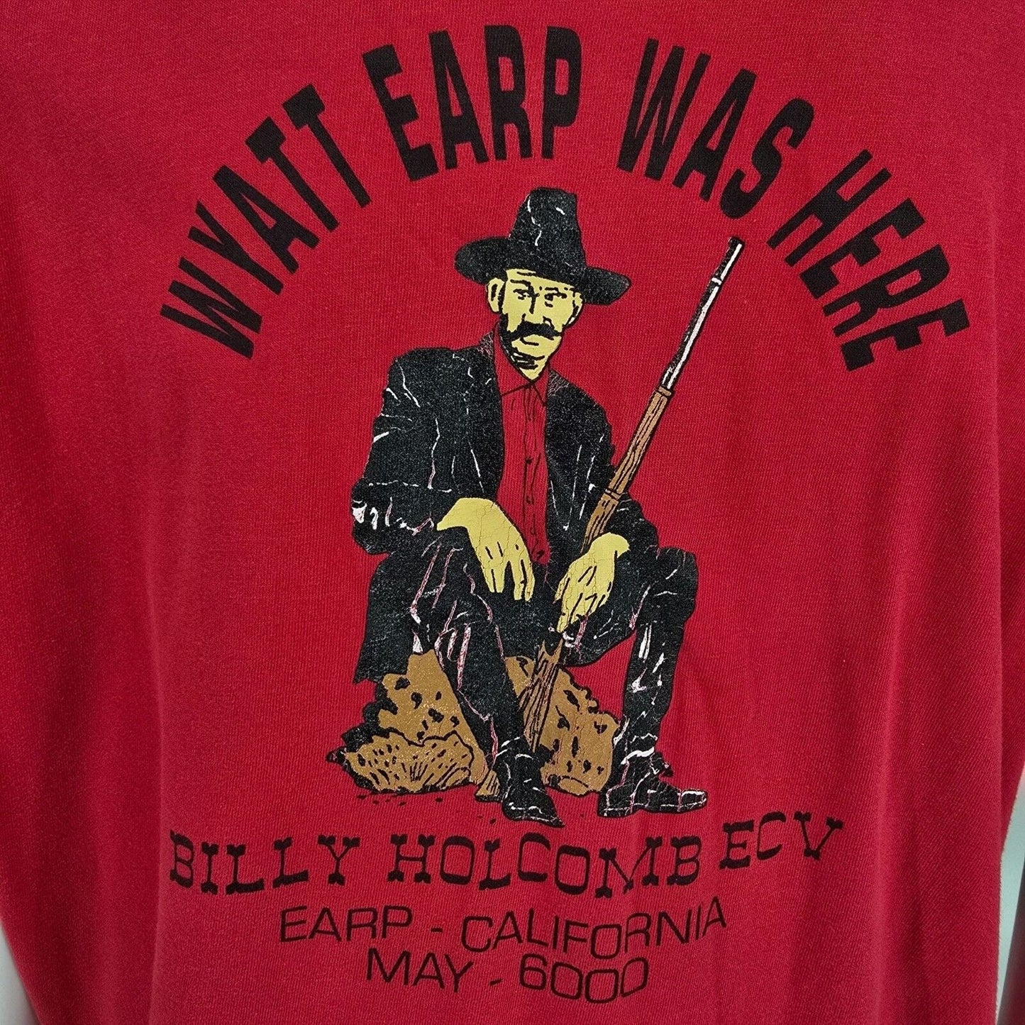 Vintage 1990s E Clampus Vitus Wyatt Earp Was Here Pocket T-Shirt (XL/XXL)