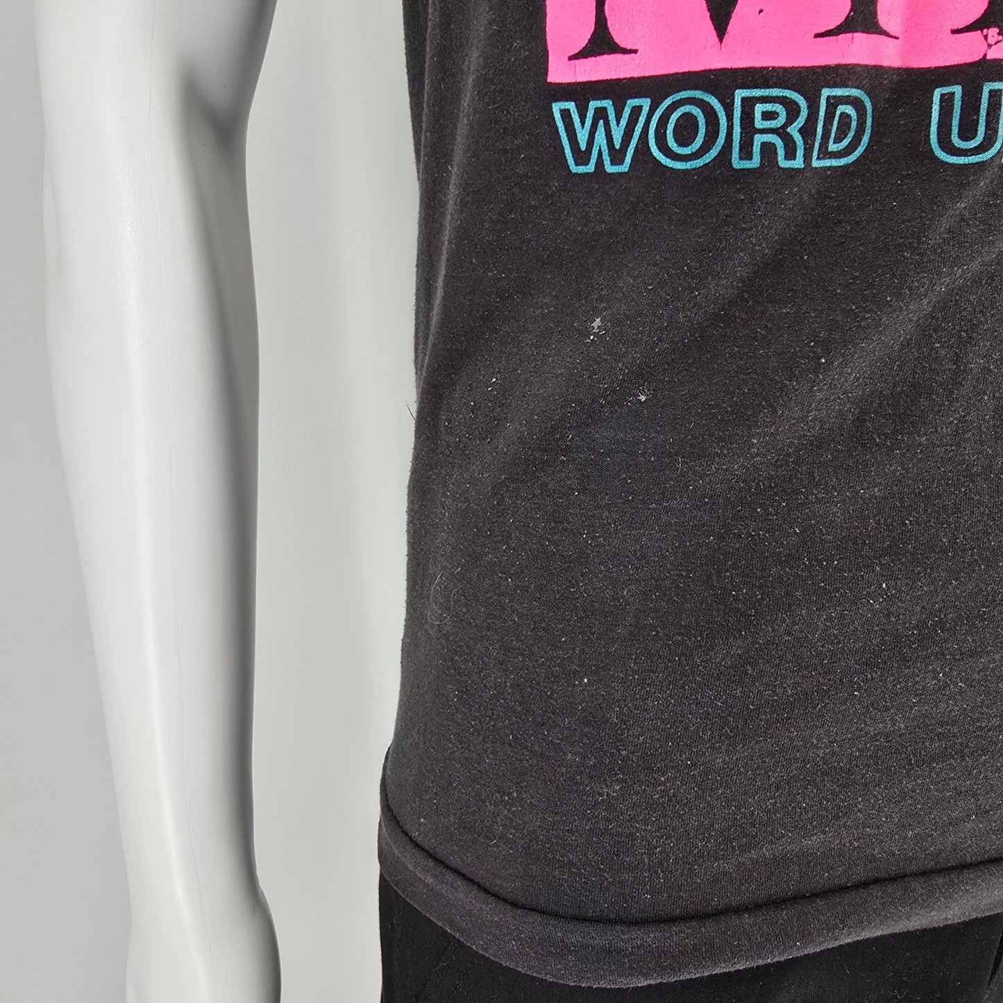 Vintage 1980s Cameo Word Up Black Graphic T-Shirt (S)