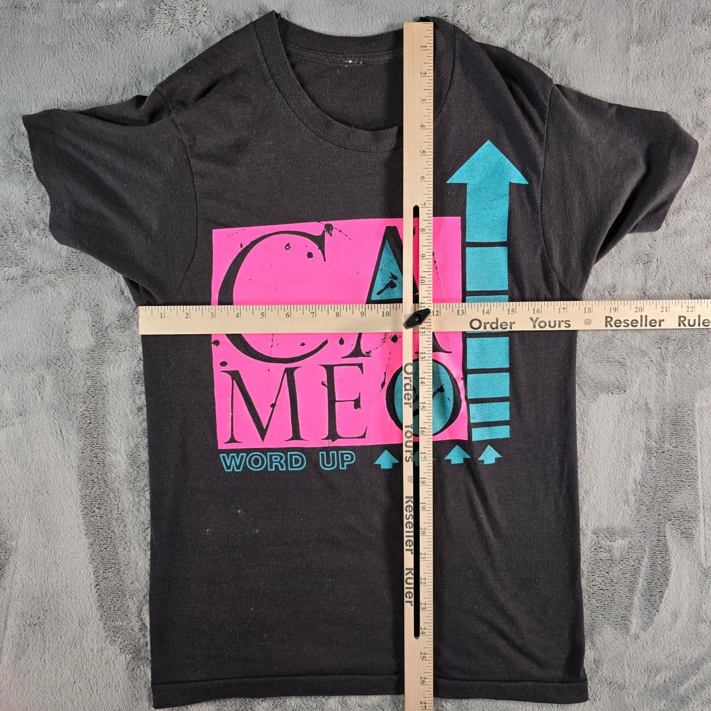 Vintage 1980s Cameo Word Up Black Graphic T-Shirt (S)