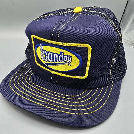 Vintage 1980s Stylemaster Made in USA Bandag Tires Patch Logo Mesh Snapback Hat