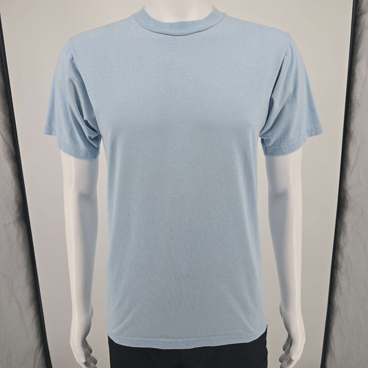 Vintage 1990s Jerzees 50/50 Heavyweight Light Blue/Pale Blue Blank T-Shirt (M)