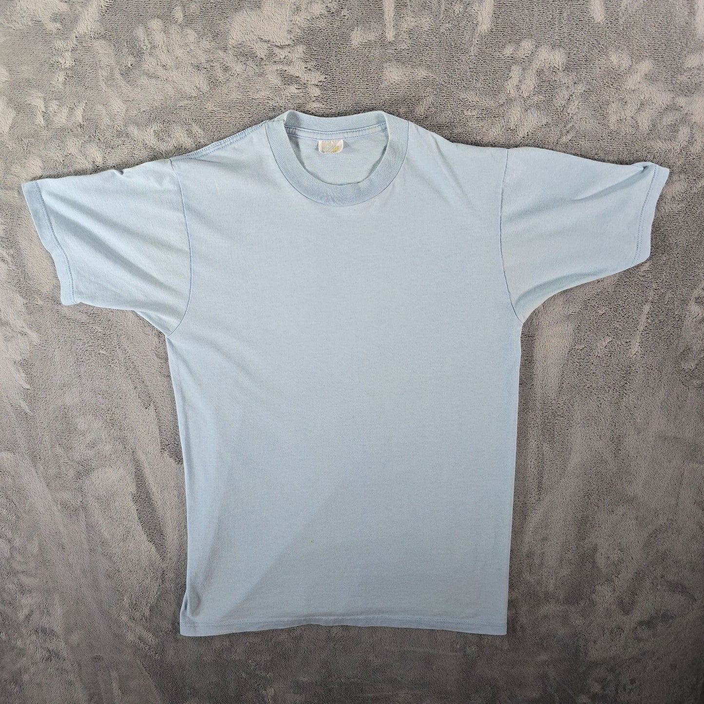 Vintage 1990s Jerzees 50/50 Heavyweight Light Blue/Pale Blue Blank T-Shirt (M)