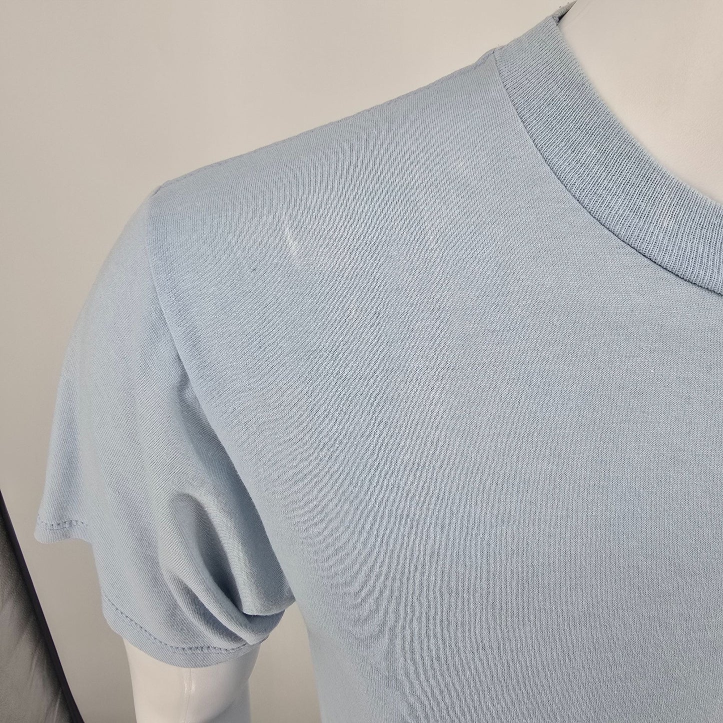 Vintage 1990s Jerzees 50/50 Heavyweight Light Blue/Pale Blue Blank T-Shirt (M)