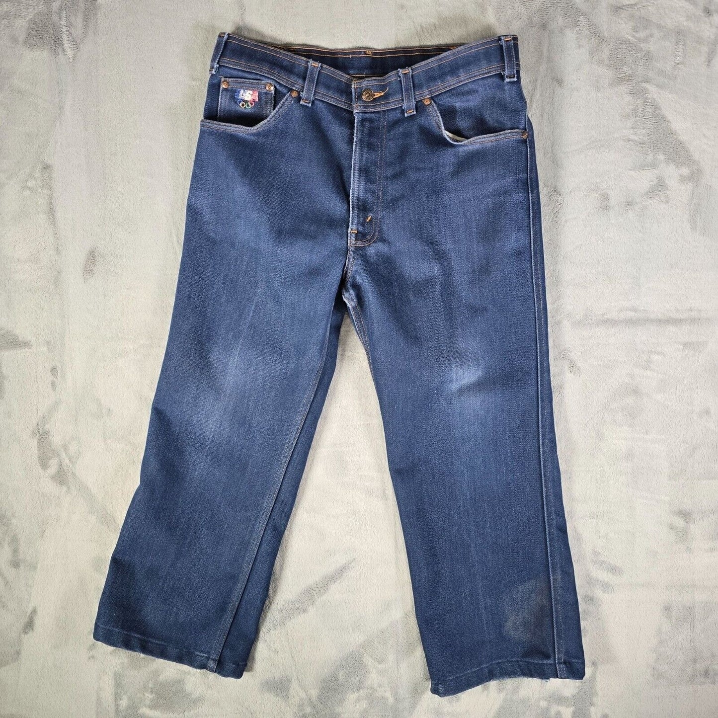 Vintage 1984 Levi's For Men USA Olympics Logo Orange Tab Blue Jeans (32x24)