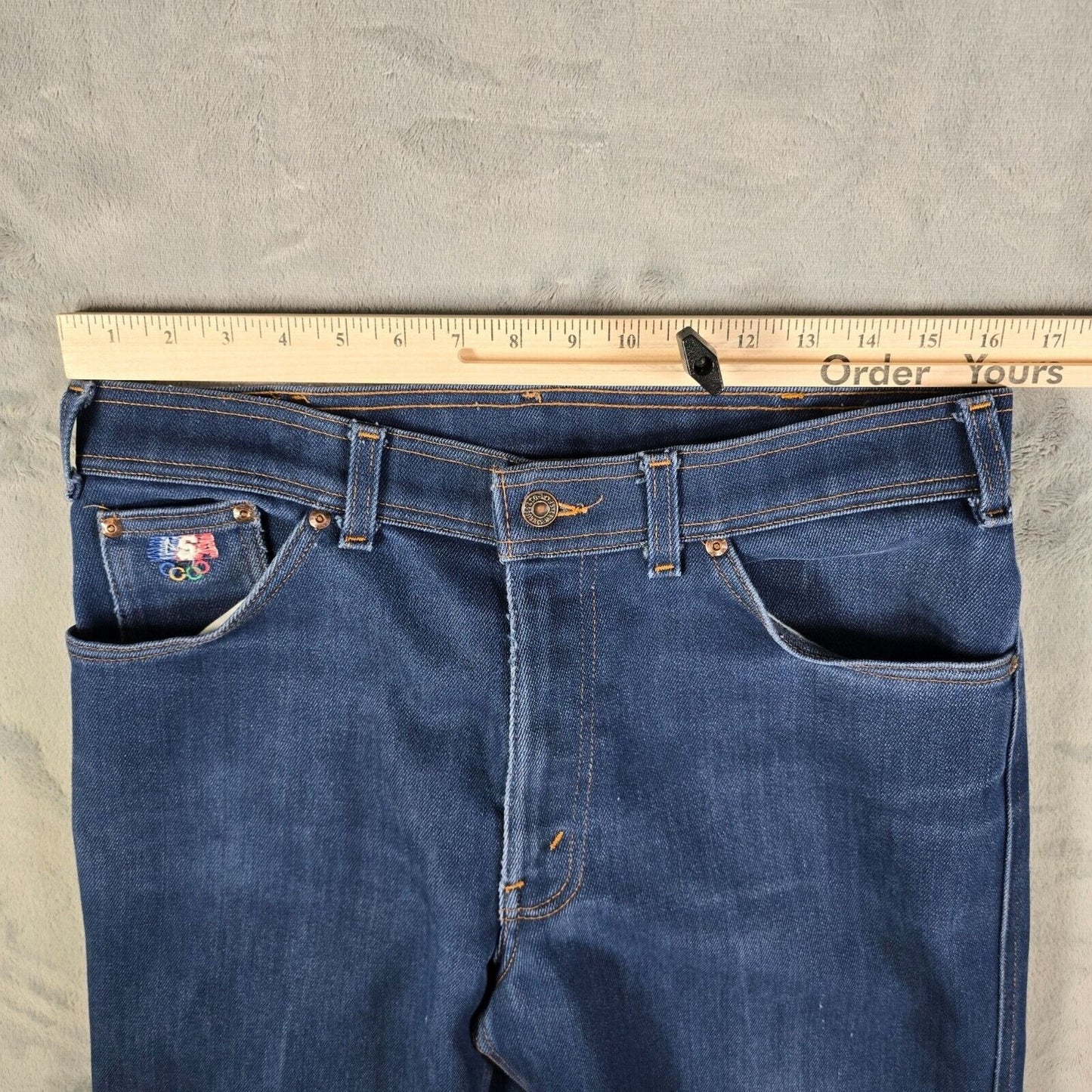 Vintage 1984 Levi's For Men USA Olympics Logo Orange Tab Blue Jeans (32x24)