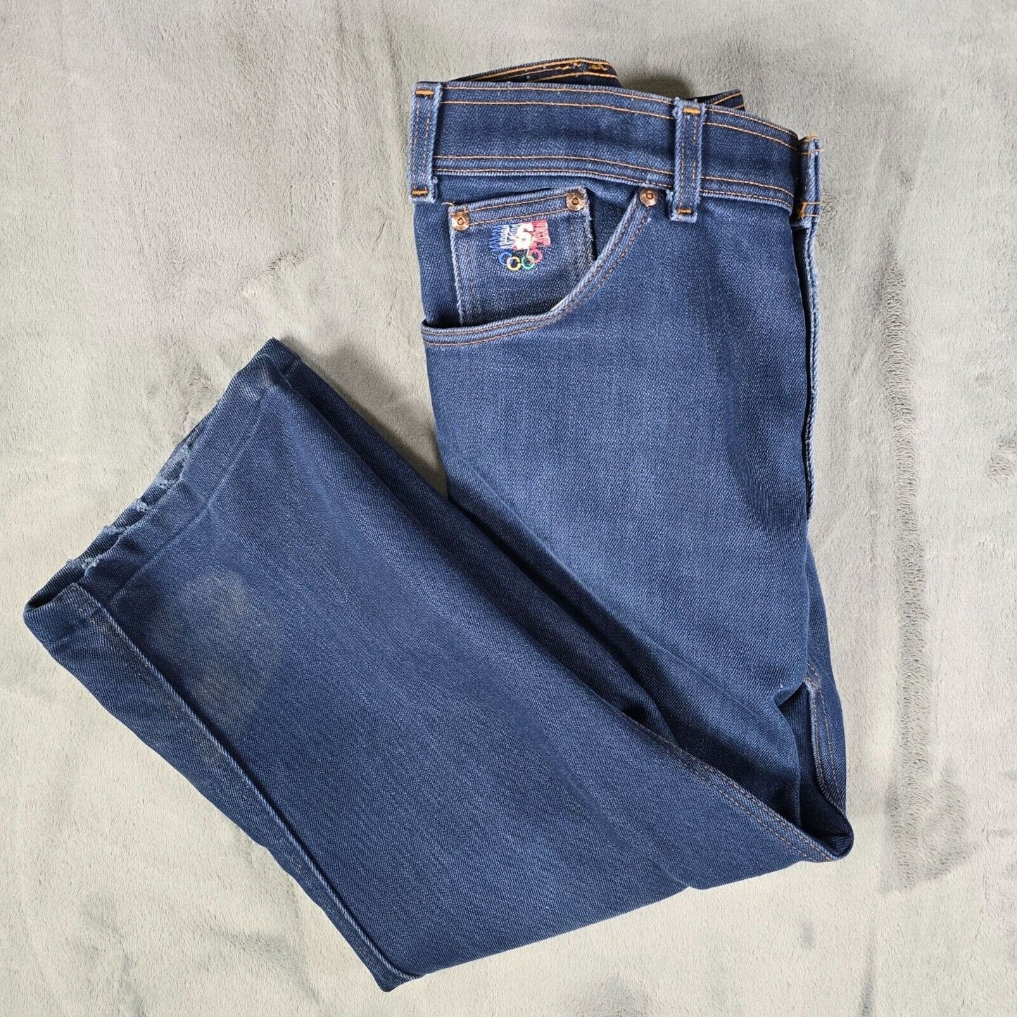 Vintage 1984 Levi's For Men USA Olympics Logo Orange Tab Blue Jeans (32x24)