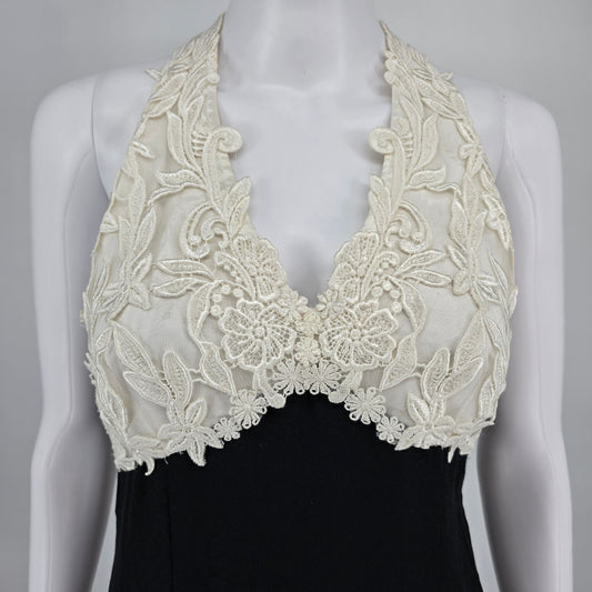Vintage 1990s Zum Zum Black/Ivory Lace Bodice Formal Maxi Dress (Size 4/S)