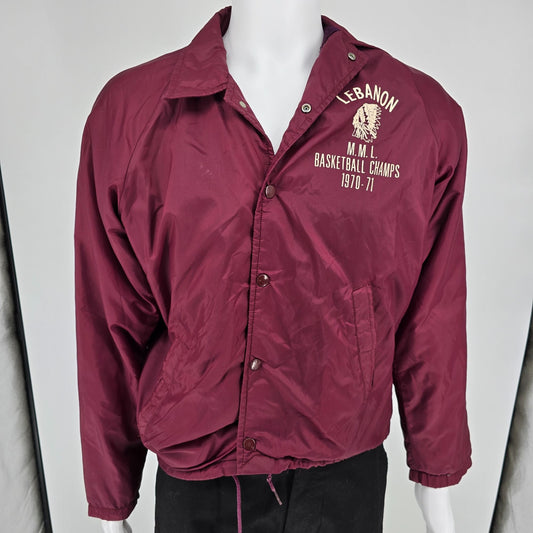 Vintage 1970s Champion Lebanon M.M.L. Basketball Champs 1970-71 Coach Jacket (M)