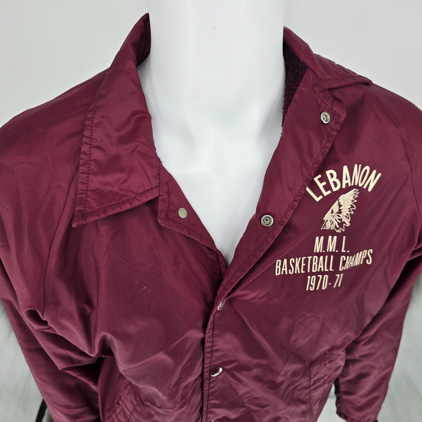 Vintage 1970s Champion Lebanon M.M.L. Basketball Champs 1970-71 Coach Jacket (M)