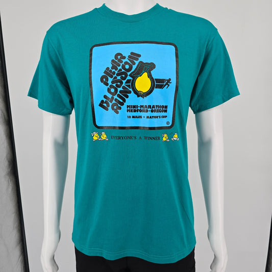 Vintage 1990s Teal Pear Blossom Run Mini-Marathon Medford Oregon T-Shirt (M)