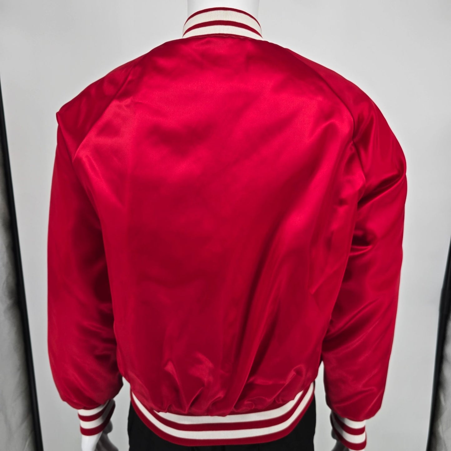 Vintage 1990s King Louie IGA Hometown Proud Nylon Satin Bomber Jacket (M)