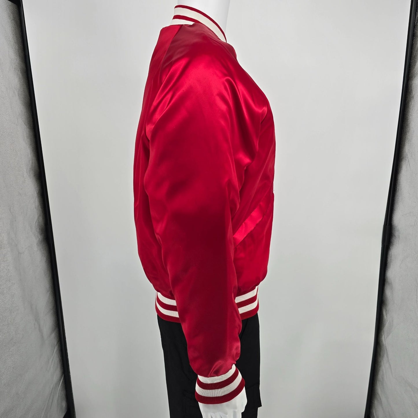 Vintage 1990s King Louie IGA Hometown Proud Nylon Satin Bomber Jacket (M)