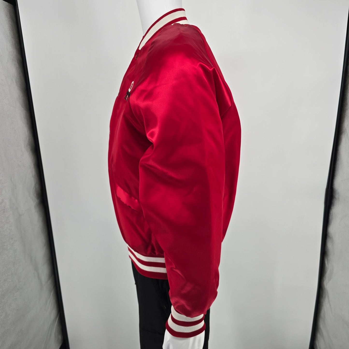 Vintage 1990s King Louie IGA Hometown Proud Nylon Satin Bomber Jacket (M)