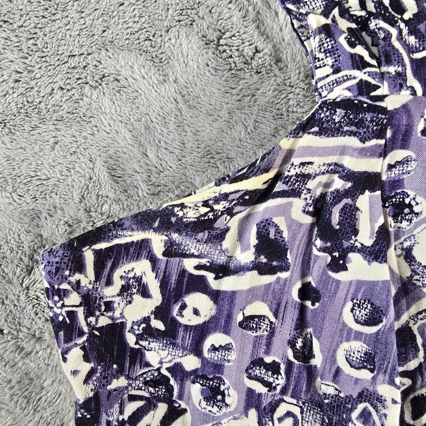 Vintage 1990s DBY Purple Abstract Rayon Button Front Sundress (Juniors Small)