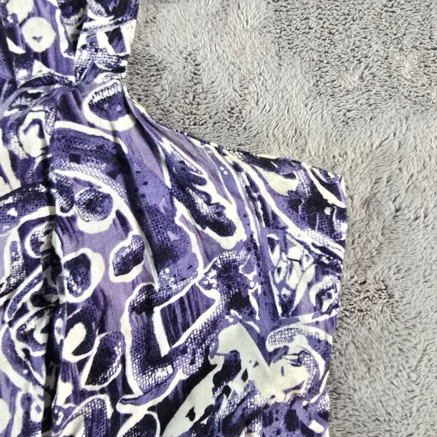 Vintage 1990s DBY Purple Abstract Rayon Button Front Sundress (Juniors Small)
