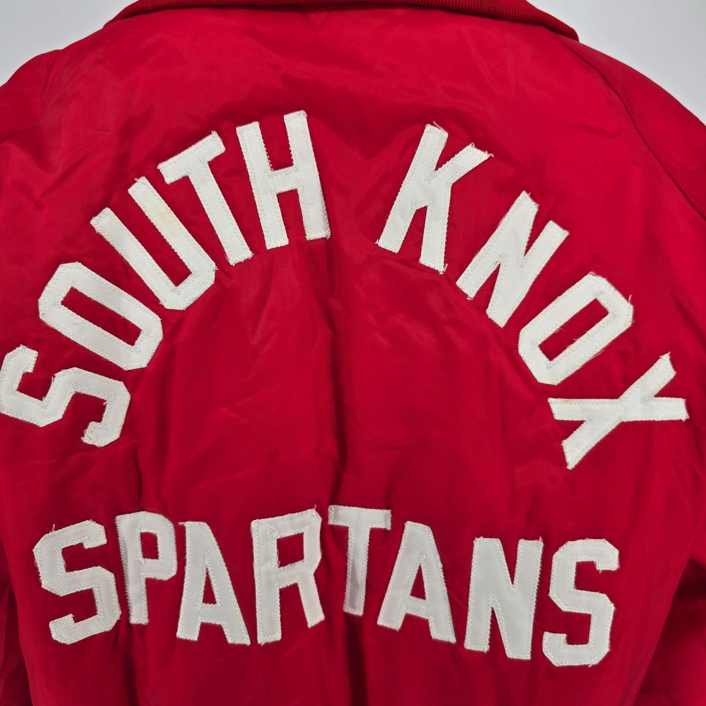 Vintage 1970s Gus Doerner Sports South Knox Spartans Satin Bomber Jacket (XL)