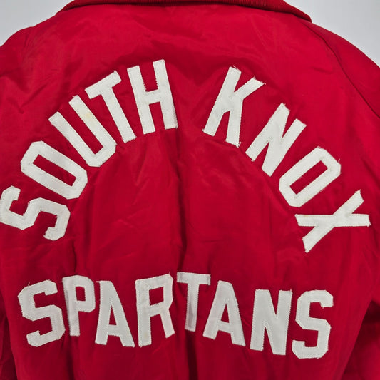 Vintage 1970s Gus Doerner Sports South Knox Spartans Satin Bomber Jacket (XL)