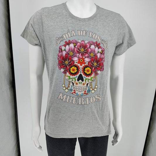 Port & Company Dia De Los Muertos Sugar Skull T-Shirt (Women's XL) *FLAW*