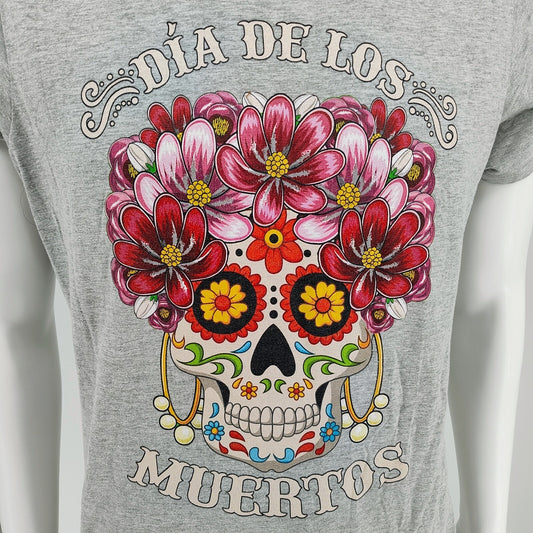 Port & Company Dia De Los Muertos Sugar Skull T-Shirt (Women's XL) *FLAW*