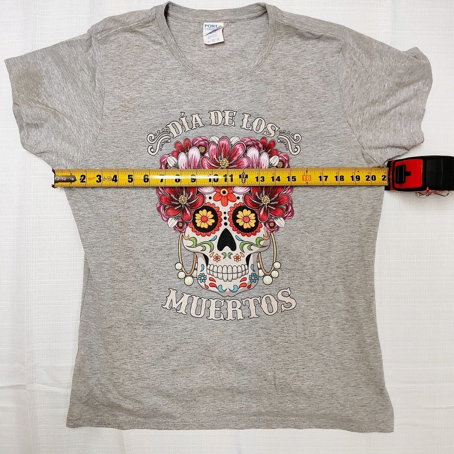 Port & Company Dia De Los Muertos Sugar Skull T-Shirt (Women's XL) *FLAW*