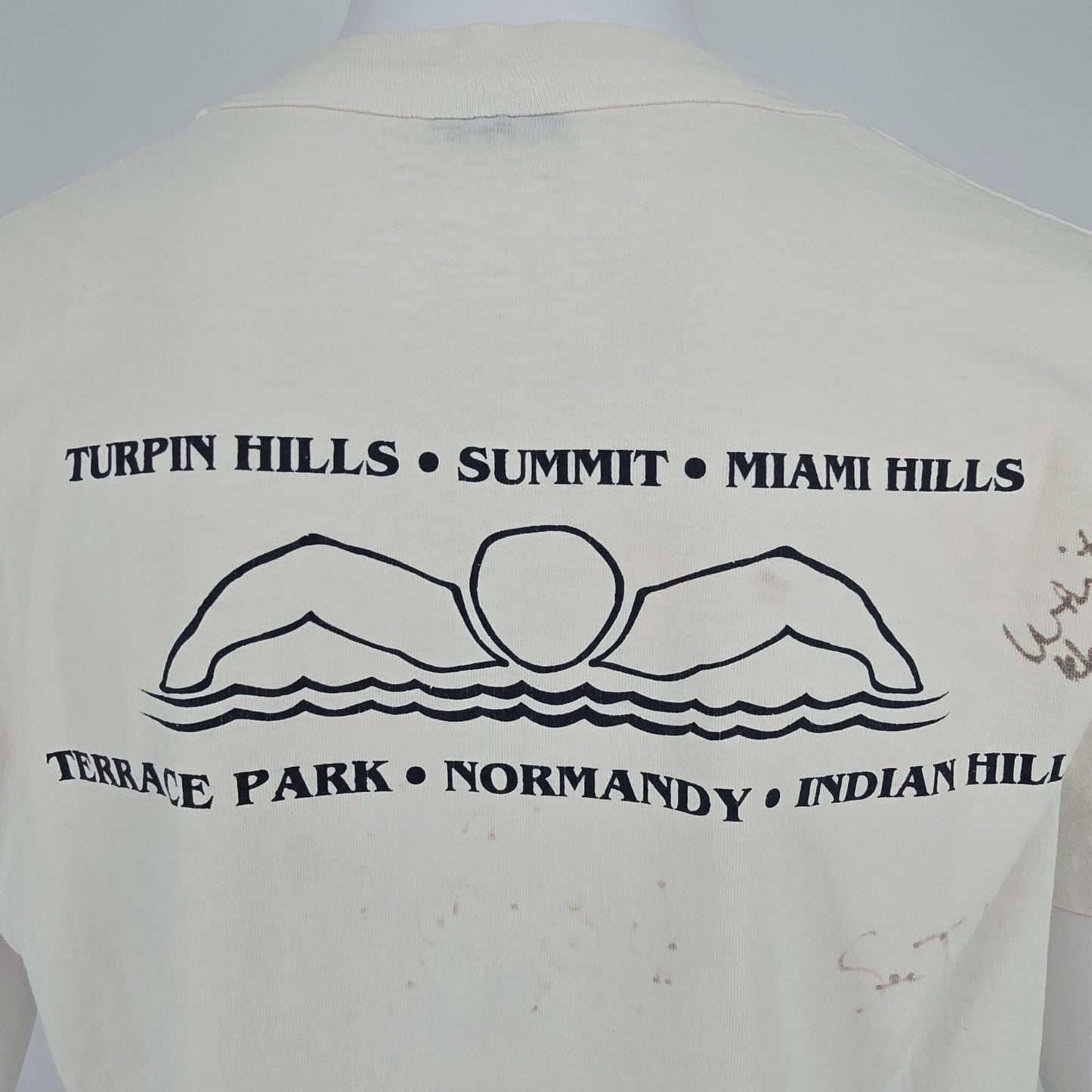 Vintage 1995 Cincinnati Seven Hills League Swimming Championships T-Shirt (L)