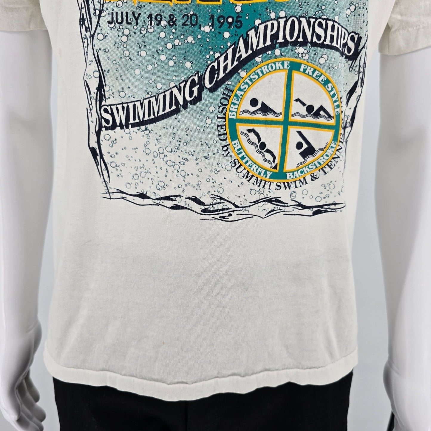 Vintage 1995 Cincinnati Seven Hills League Swimming Championships T-Shirt (L)