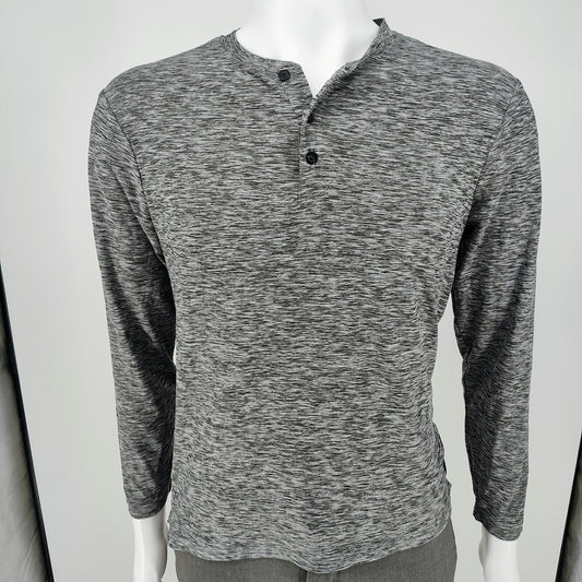Rugby University Black/Gray Long Sleeve Stretch Hooded Henley (Small)