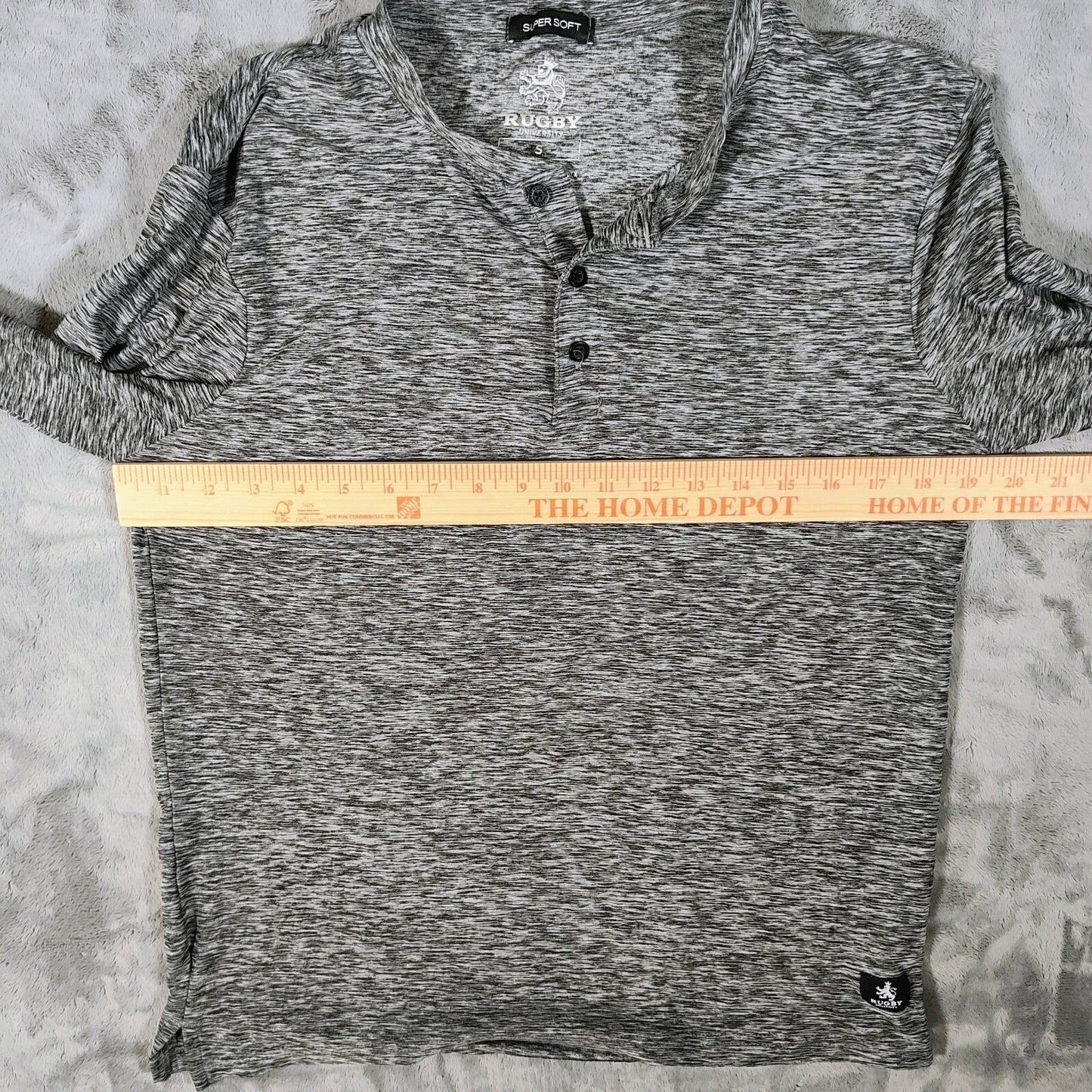 Rugby University Black/Gray Long Sleeve Stretch Hooded Henley (Small)
