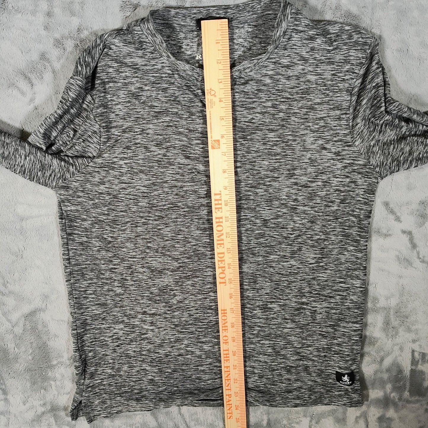 Rugby University Black/Gray Long Sleeve Stretch Hooded Henley (Small)