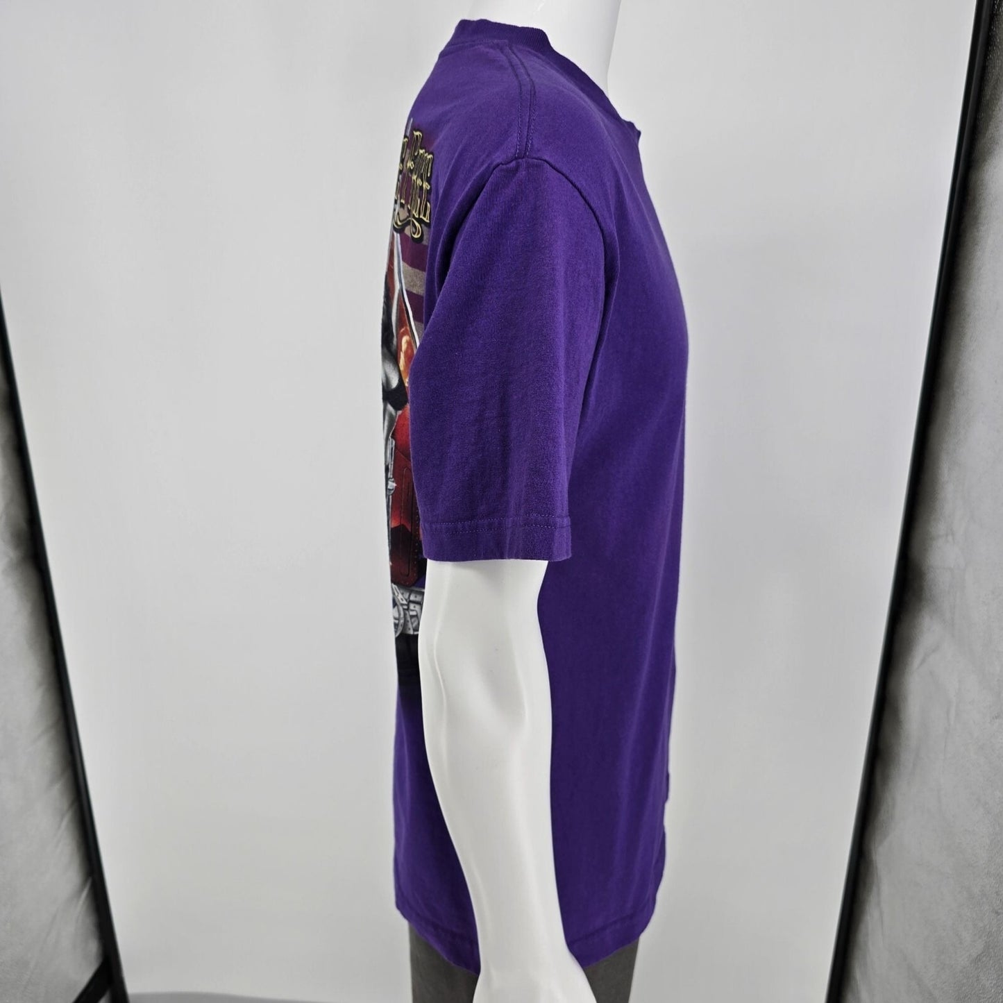 Purple Alstyle Back Graphic "Born to Be Free" Semitruck and Stripper T-Shirt (L)