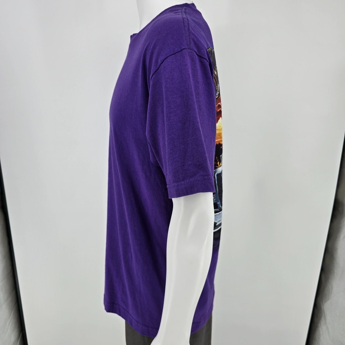 Purple Alstyle Back Graphic "Born to Be Free" Semitruck and Stripper T-Shirt (L)