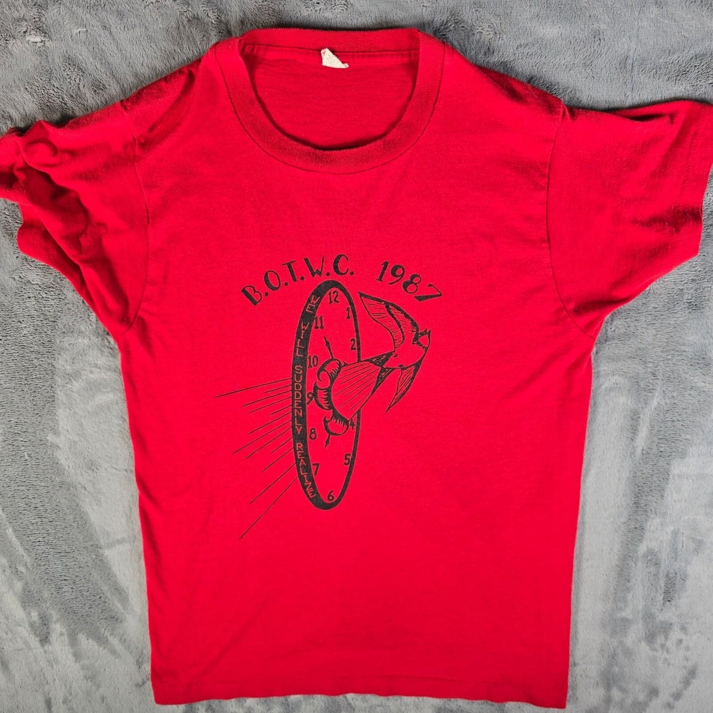 Vintage 1987 B.O.T.W.C. "We Will Suddenly Realize" Surreal Graphic T-Shirt (S)