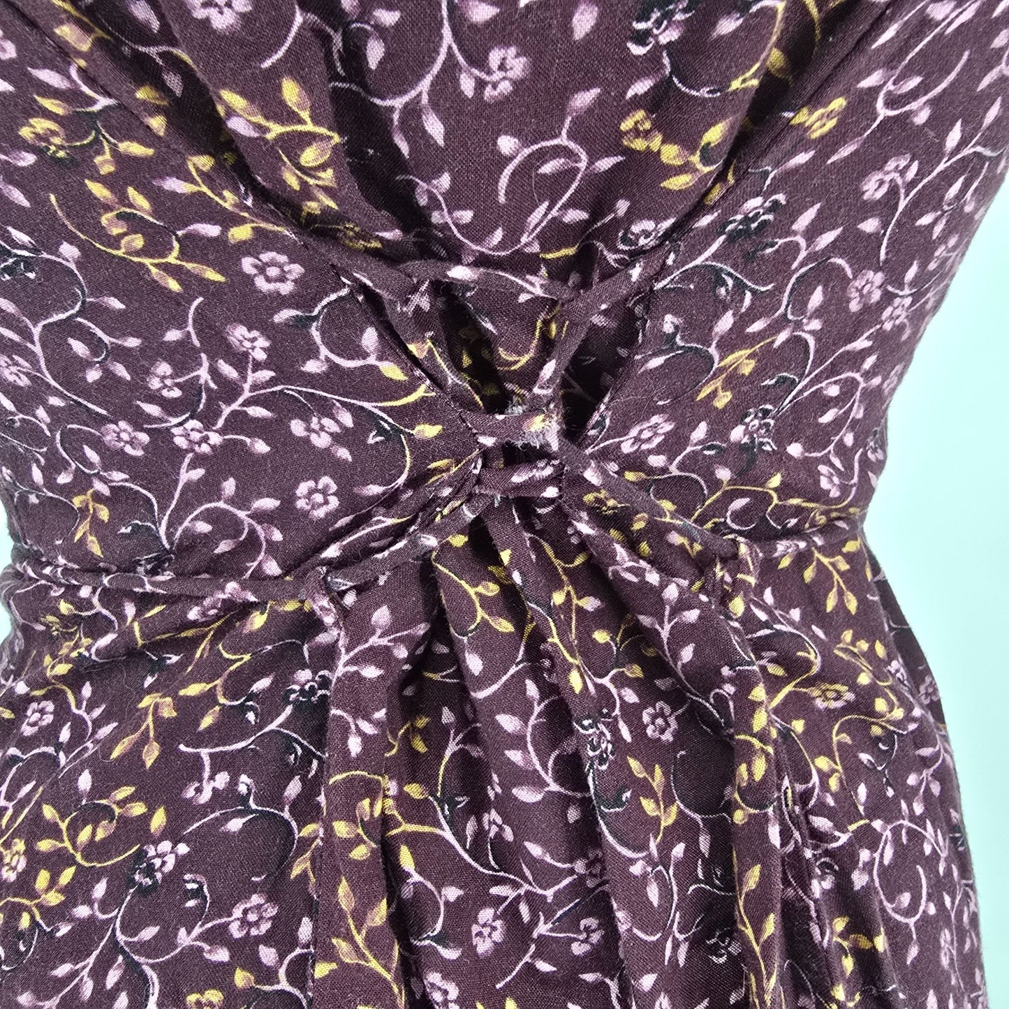 Vintage 1990s DBY Purple Floral Rayon Button Front Sleeveless Mini Sundress (S)