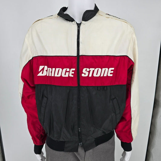 Vintage 80s/90s Swingster Bridgestone Racing Colorblock Windbreaker Jacket (L)