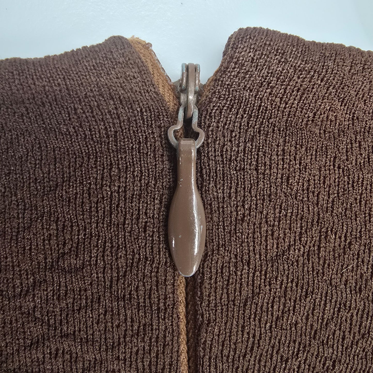Vintage 1960s Chocolate Brown Textured Knit Knee Length A-Line Mod Dress (M)