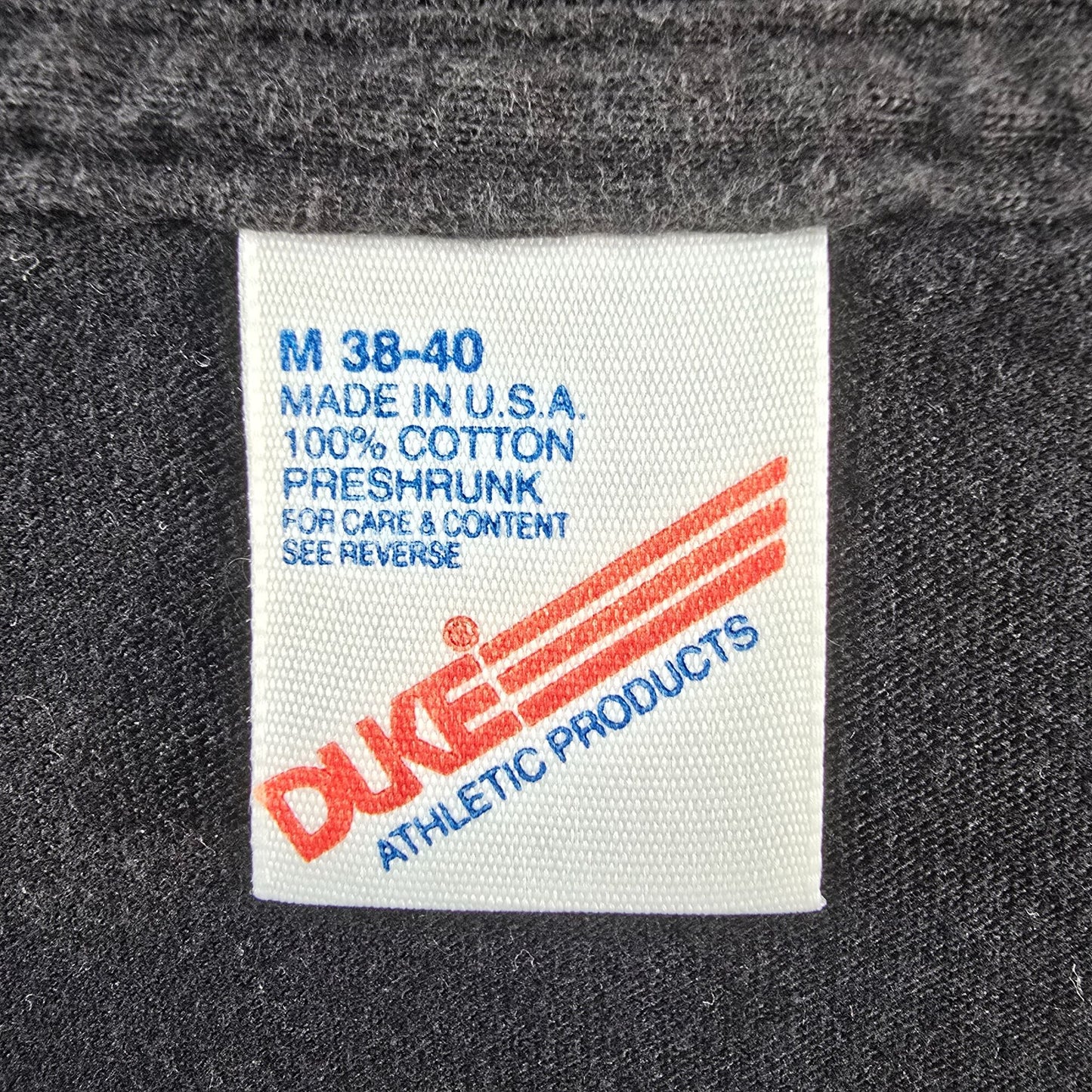 Vintage 1980s Duke Athletic Products Blank Black Single Stitch T-Shirt (M)