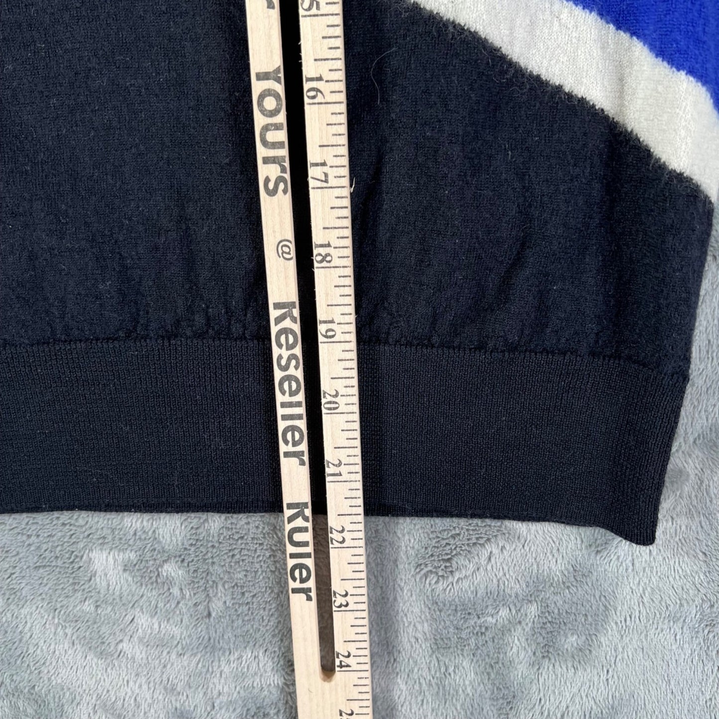 Emporio Armani Blue Color Block Striped Crew Neck Pullover Sweater (Size Small)