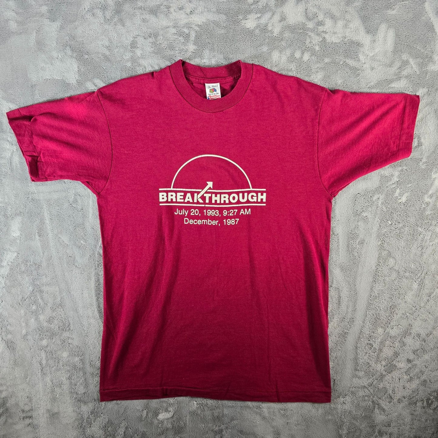 Vintage 1990s Fruit of the Loom Breakthrough July 20.1993 09:27 AM T-Shirt (L)