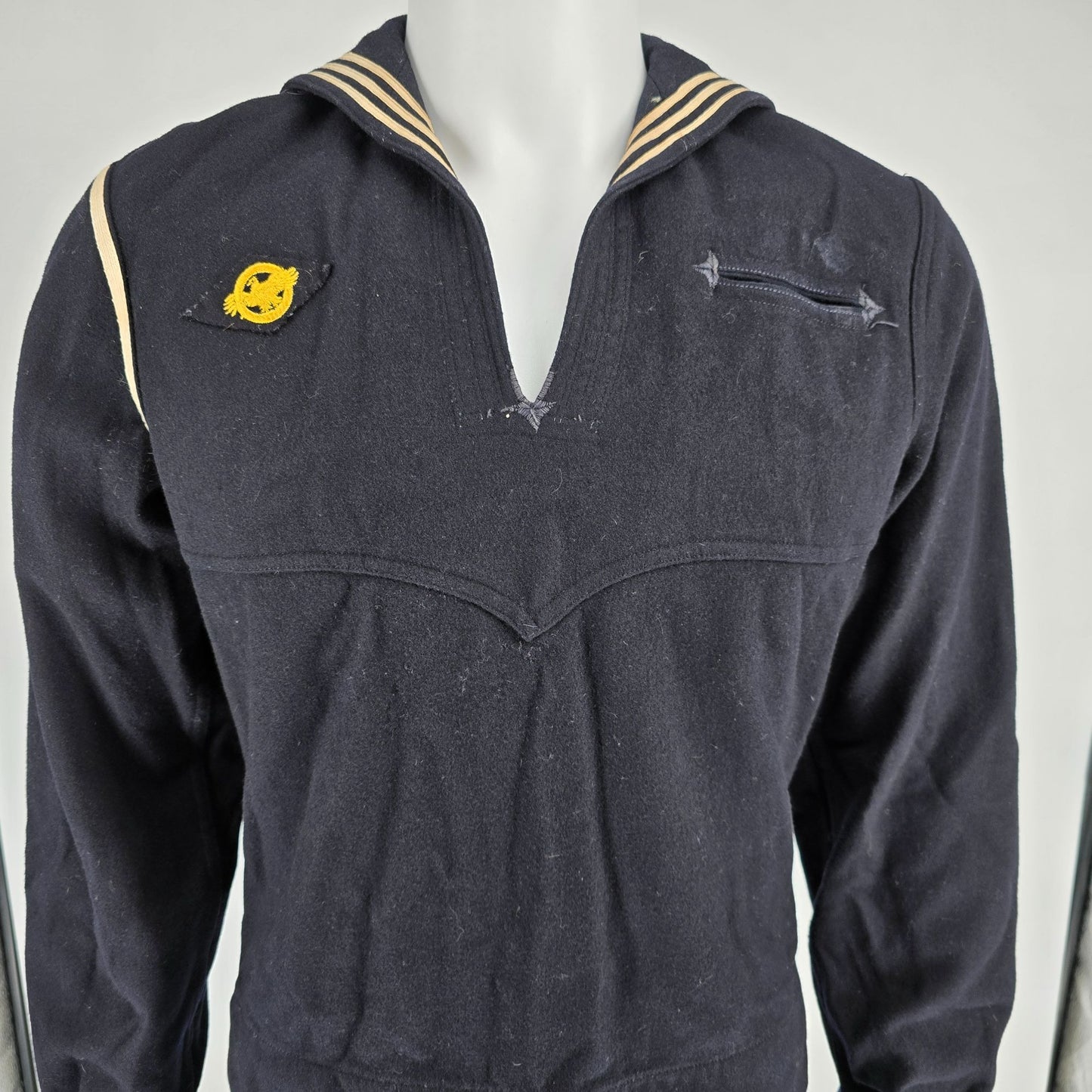 Vintage 1940s Naval Clothing Factory World War II Cracker Jack Sailor Jumper (S)