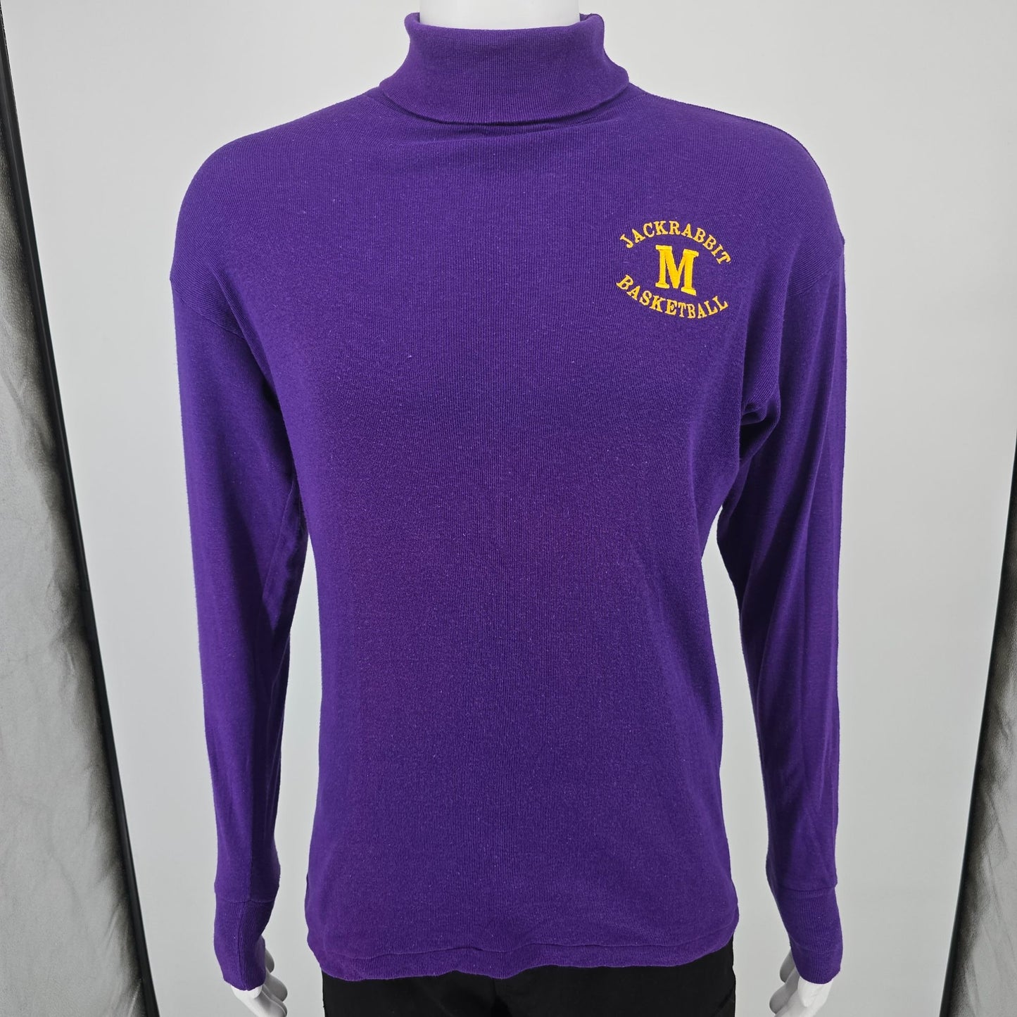 Vintage 1990s Mesa High School Jackrabbit Basketball Purple Turtleneck (L)