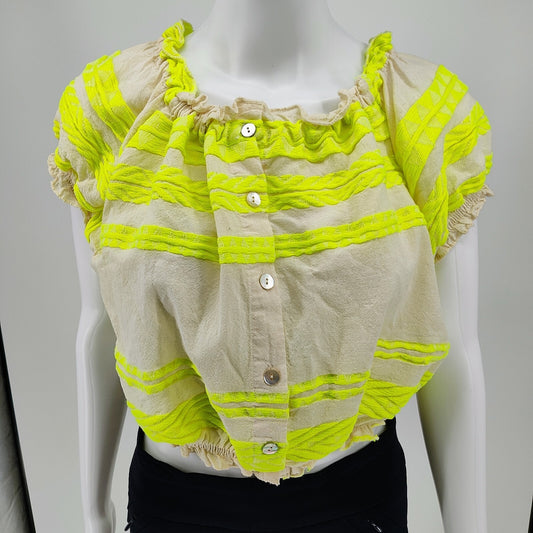 NWT Anthropologie Sofia Women's Made in Italy Gray Green Blouse $110 Retail (L)