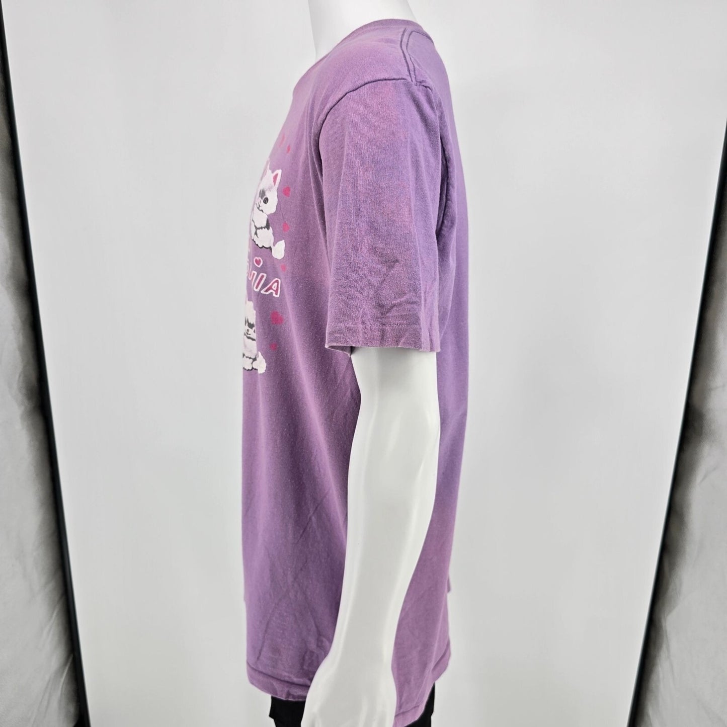 Vintage 1990s Faded Lavender "I Love California" Kitten Graphic T-Shirt (L/XL)