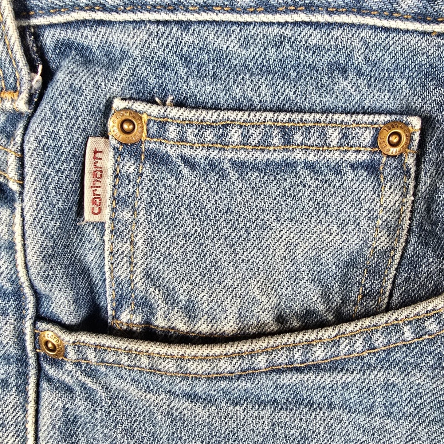 2021 Distressed Carhartt Mens #B17 Relaxed Fit Taper Leg Darkstone Jeans (33x31)