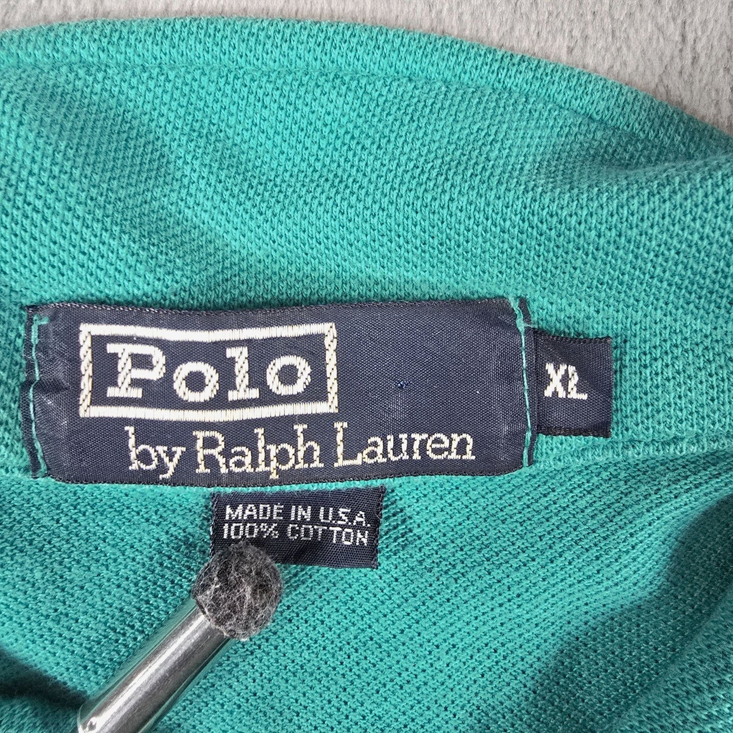 Vintage 1990s Polo Ralph Lauren Made in USA Teal Crest Pocket Polo Shirt (XL)