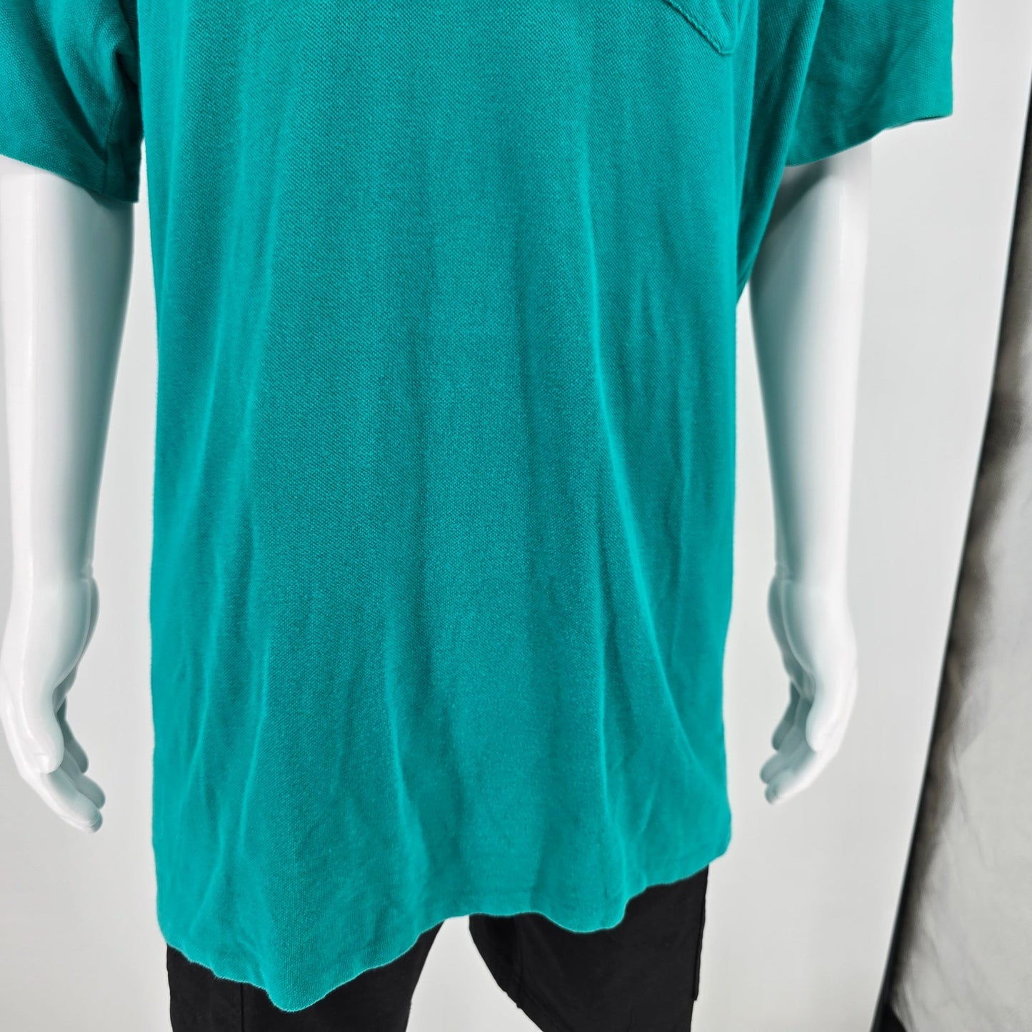 Vintage 1990s Polo Ralph Lauren Made in USA Teal Crest Pocket Polo Shirt (XL)