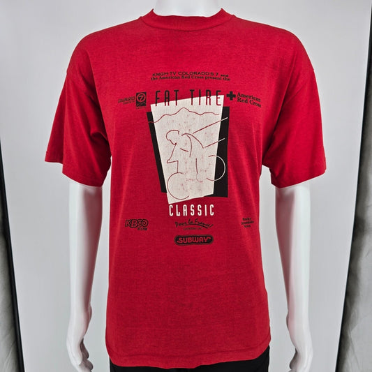 Vintage 1990s Colorado Fat Tire Classic Bike Race Red Cross Volunteer T-Shirt XL