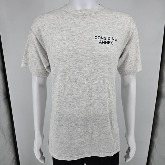 Vintage 1990s Oneita Considine Annex Akron Ohio Gray Single Stitch T-Shirt (M/L)