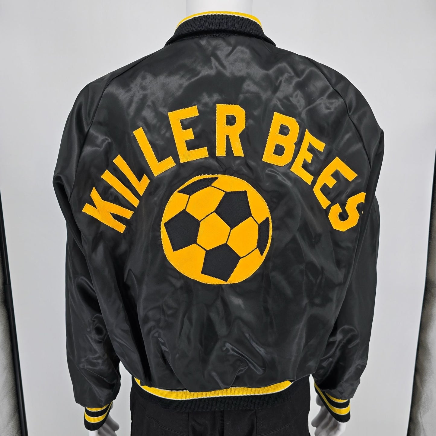 Vintage 1990s Hilton Active Apparel "Kirk" Killer Bees Soccer Nylon Jacket (L)