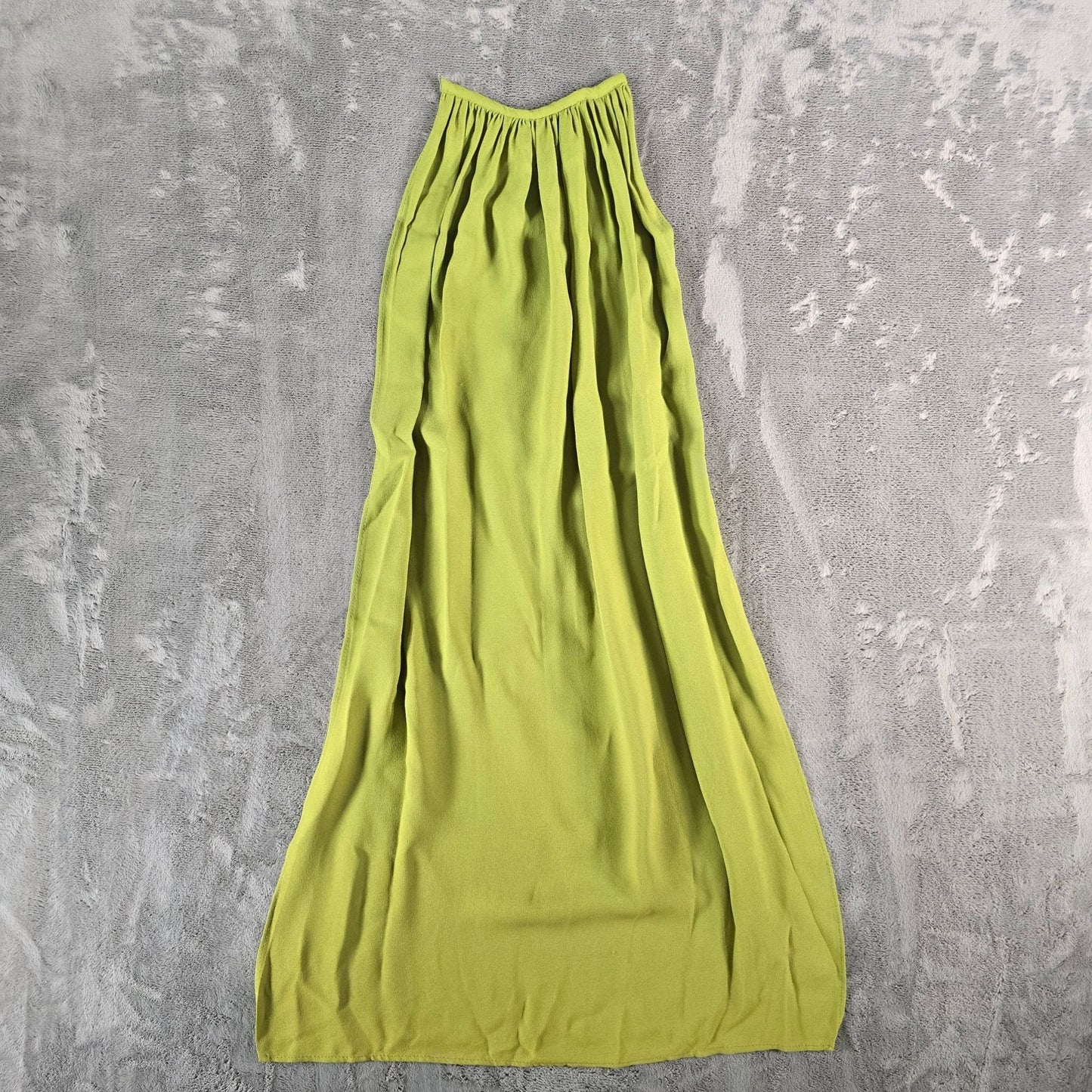 Vintage 1960s Green Velvet Venice Lace Leaf Trim Empire Gown (Petite XXS)